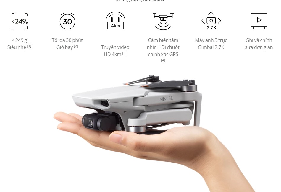 Flycam DJI Mini SE trên tay]
