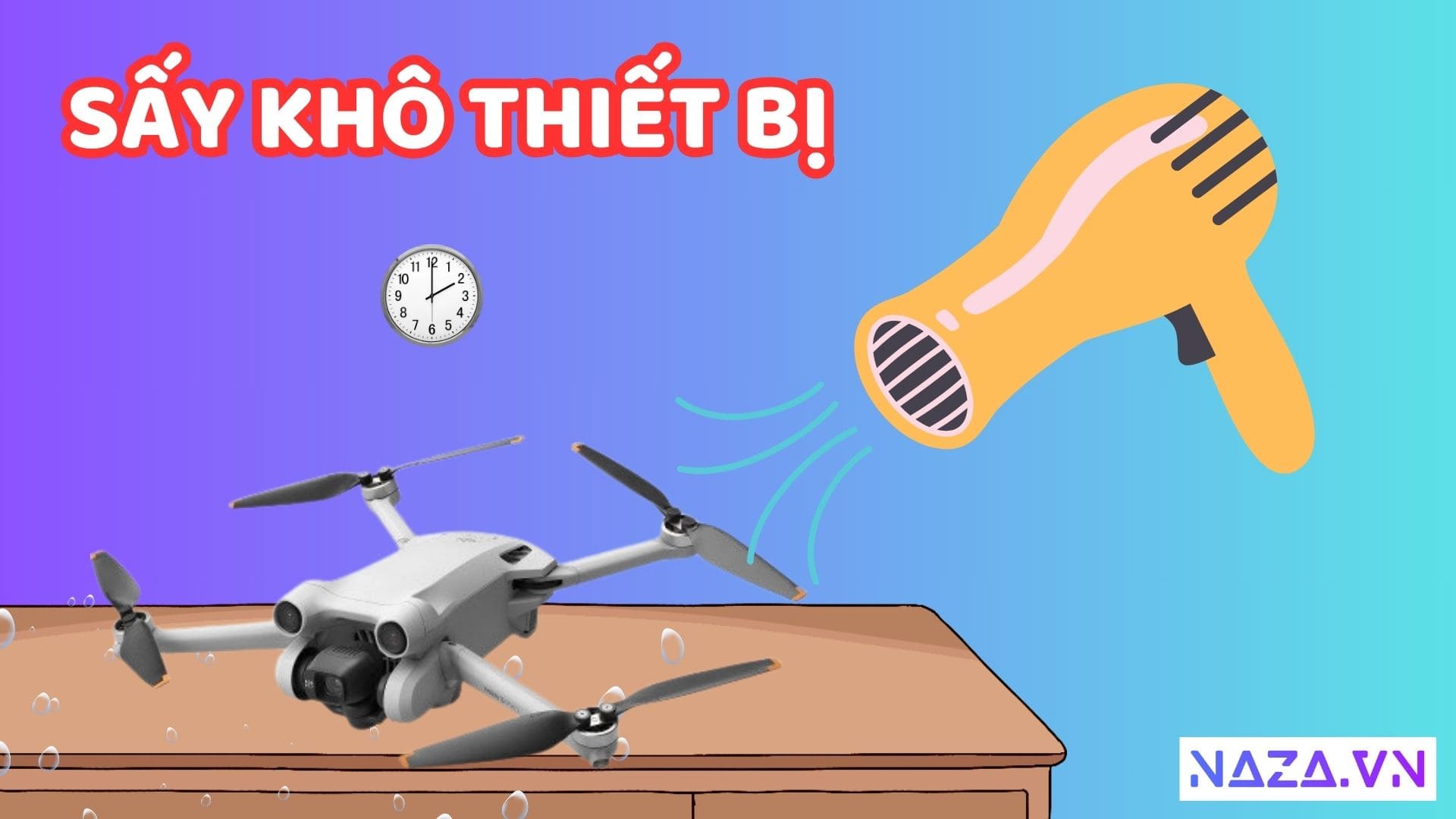 Flycam rơi nước sấy kho thiết bị